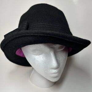 Gap Black Wool Fedora Hat Women’s Size M/L Bow Classic Steampunk Chic Timeless